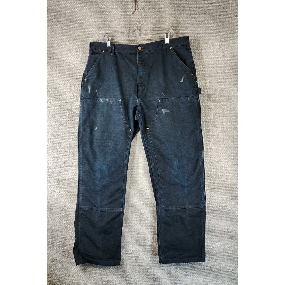 CARHARTT B01 USA Union Made 40x32 Double Knee Carpenter Pants Black Distressed